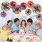 18 Pcs Rainbow Party Decorations Paper Fans Boho Classroom Bulletin Board Decor Ceiling Wall Hanging Paper Fans